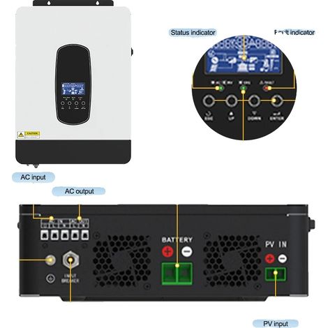 Inversor solar, tecnología MPPT, capacidad de monitorización inteligente, ANJ-SP-3200-24V-WIFI, 220-240V, 24V (1/5)