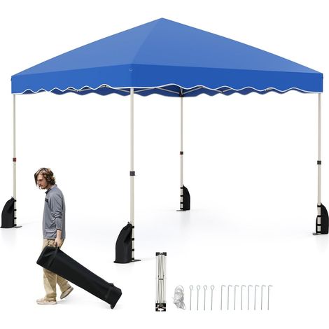 Gazebo pieghevole impermeabile 3x3m con borsa avvolgibile blu