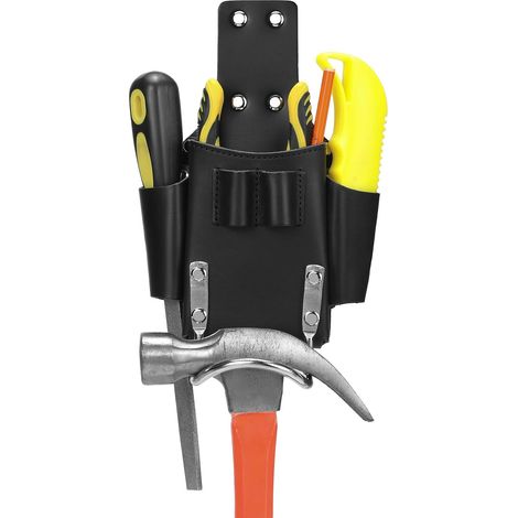 Tool Belt, Belt Pouch, Leather Tool Bag, Hammer Holder for Carpenters, Roofers, Craftsmen (Black) (1/5)