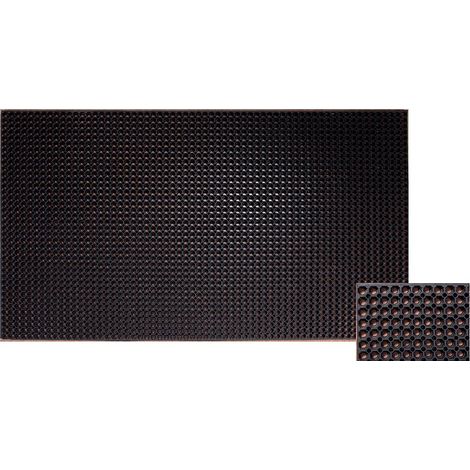 Caillebotis caoutchouc noir pour passage chariots handicapés, dimensions 91 x 152 cm, épaisseur 22 mm, alvéoles de 19 mm - BTB