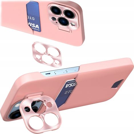 Custodia in pelle con supporto per Samsung Galaxy S23, portafoglio con carte e supporto, colore rosa (1/5)
