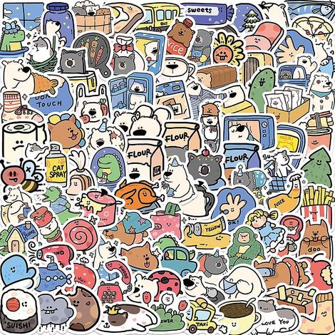 autocollant 100 Pices Animaux Mignons Graffiti Stickers Pour Portable Voiture Ordinateur Moto Velo Casque Skateboard Guitare Bouteille D'eau Guita (1/4)