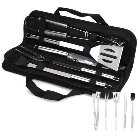 5Pcs Ustensiles Barbecue,Kit Barbecue Outil de Barbecue en Acier Inoxydable, Accessoire Barbecue, Ustensiles pour Barbecue, Accessoires Barbecue pour Jardin, Extérieur, Randonnée, Grillades (1/5)