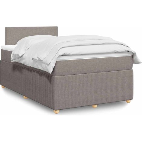 Sommier à lattes de lit avec matelas taupe 120x190 cm tissu vidaXL (1/5)