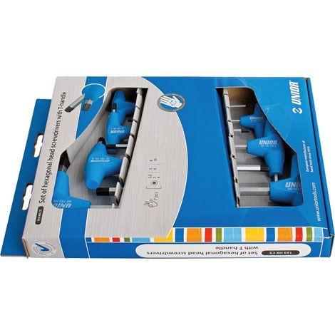 Set di 7 chiavi a brugola ergonomiche in acciaio bronzeo Unior
