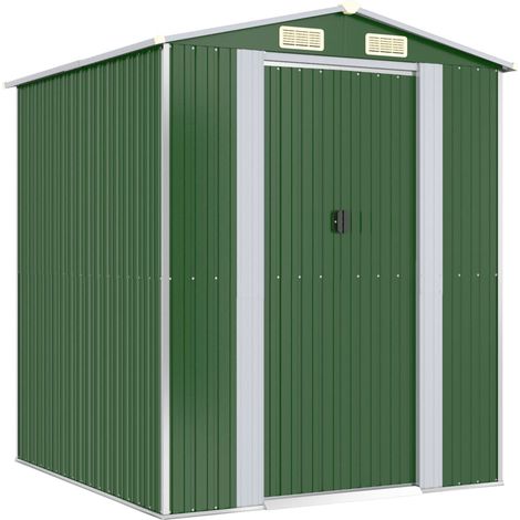 Casetta da giardino casetta per capanni casetta per ripostigli casetta per attrezzi da esterno robusta 192 x 191 x 223 cm acciaio zincato verde 020022361