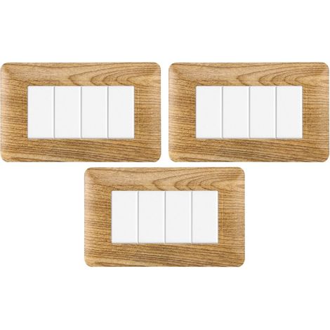 gloca Set Placche Plastica Compatibili Matix (3 Pezzi Legno Scuro, 4 Posti) (1/4)