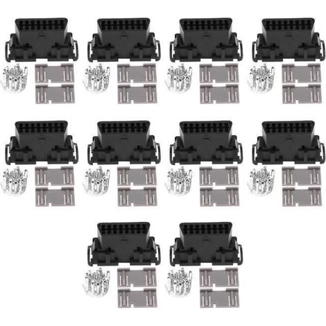 Connecteur Femelle OBD2 16 broches Kit Coquille Prise Adaptateur Auto J1962 (1/4)