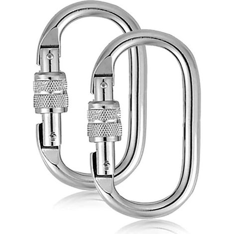 Lot de 2 mousquetons d\'escalade 25 kN, mousquetons en acier inoxydable, mousqueton de verrouillage avec fermoir à vis