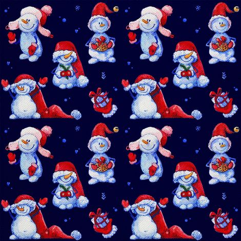 Tela decorativa para exteriores Oxford - motivo de muñecos de nieve con regalos I DX558 (1/5)