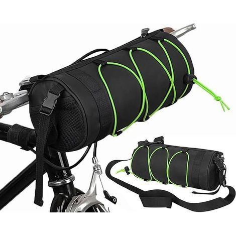 Borsa da manubrio (verde), borsa da manubrio per bicicletta, borsa anteriore impermeabile da manubrio per bicicletta con tracolla rimovibile per bici da strada (1/5)