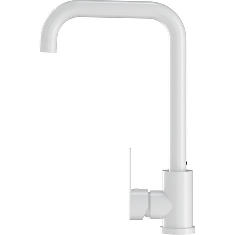 Mitigeur de cuisine moderne Granitan Steel blanc avec bec pivotant à 360° (1/5)