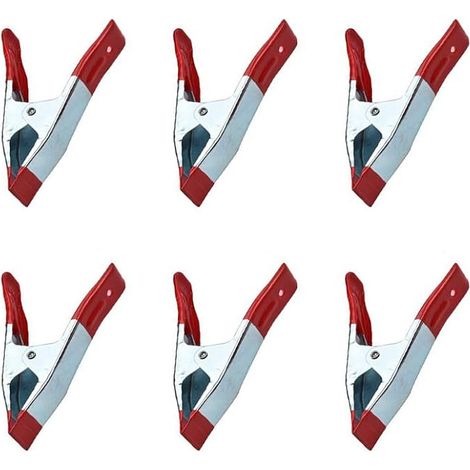 Pinces à Ressort Métal - Pince de Serrage Bâche Pinces à Ressort avec Revêtement en Caoutchouc Grip Support, 2", 6 Pièce (1/5)