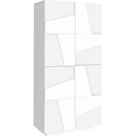 Dmora - Scarpiera Archibal, Mobile multiuso a 4 ante battenti, Portascarpe da ingresso, 100% Made in Italy, cm 81x38h167, Bianco lucido (1/5)