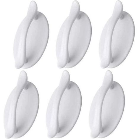 Lot de 6 poignées de porte autocollantes blanches - En plastique - Pour portes et fenêtres, armoires (1/4)