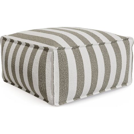 Pouf da giardino in tessuto bouclette Righe bianco e beige - NOUMARA di MYLIA