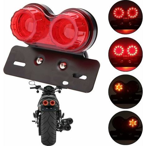 Green Mobility-Feu arrière de moto LED clignotant, feu stop de moto pour croiseur de vélo de rue. (1/5)