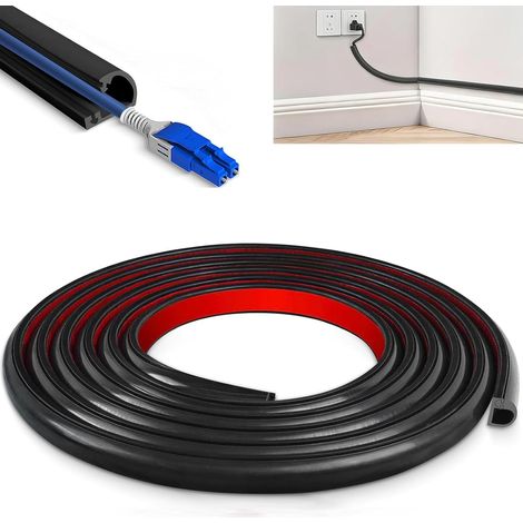 Cache Cable Mural Auto-Adhésif Noir, Ouverture Latérale, 15x10mm 2m  Goulotte Passe Cable Auto-Adhésive, Idéale pour Maison et Bureau, Sécurité Familiale, Cache-Fils Élégant, Facile à Poser (1/5)