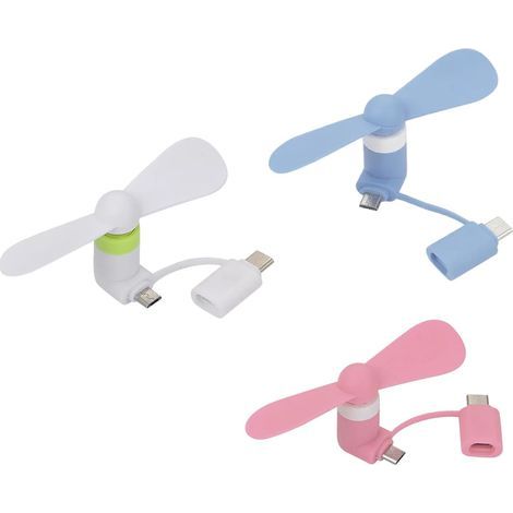 Pack of 3 Mini USB Type-C Fans, Rotating, TPE, Smartphone (1/5)