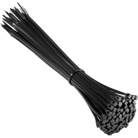 300 pièces d'attaches de câble professionnelles, Collier de Serrage 200 mm x 2,5 mm, Attache Câble, Serre Câbles Rilsan Nylon, Résistante à la température, Couleur Noire (1/5)