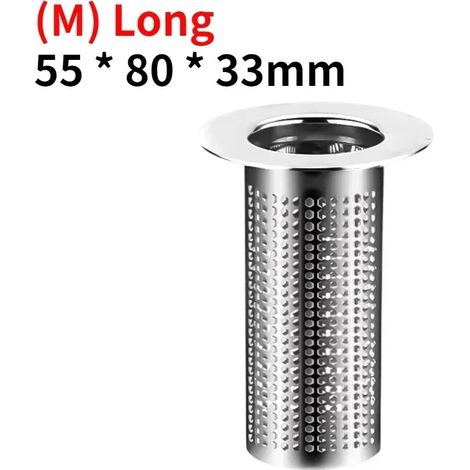 (M) Long-1PC) Stainless Steel Floor Drain Filter Bathroom Washbasin Kitchen Sink Anti-clog Filter Hair Catcher Enduring Shower Leak Net (1/4)