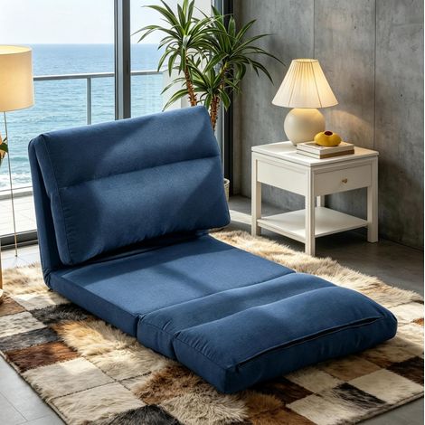 Poltrona da pavimento convertibile 70x72x56 cm blu scuro, 5 posizioni, poliestere MEUBLIV (1/5)