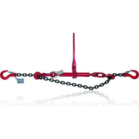 Dolezych 46530801-3,0 Catena di Ancoraggio con Tenditore con Gancio a Forcella e Tendicatena a Cricchetto con Gancio di Accorciamento 2 Parti, Lunghezza 3 m, Nero/Rosso (1/5)
