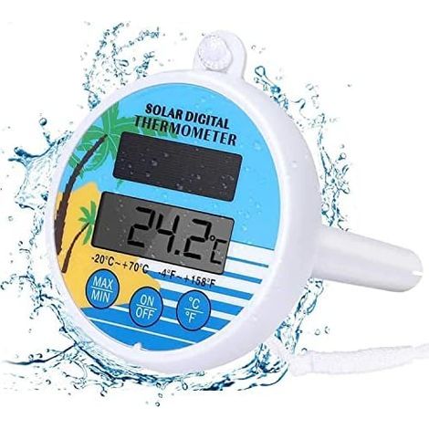 Set of 2 floating digital solar thermometers for pools, spas, hot tubs and aquariums, for measuring water temperature. - AquaForge (1/4)