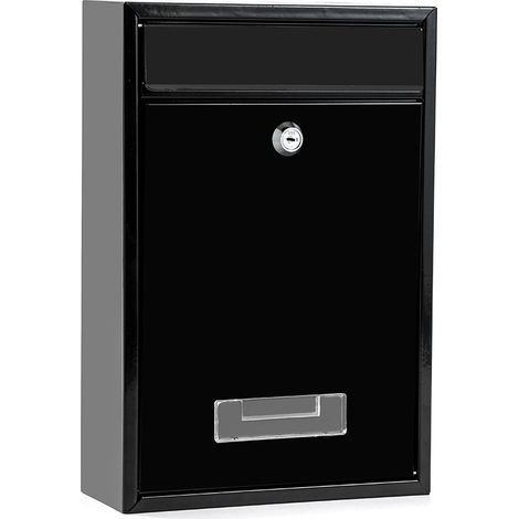 Wall-mounted mailbox, key-locked mailbox, with envelope dispenser, suitable for office, business, home, and decorative use, black. 32022085mm (1/5)