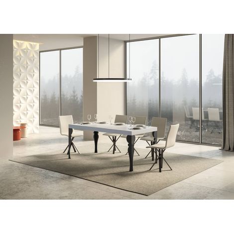 Tavolo Paxon Allungabile piano Bianco Frassino 90x180Allungato 440 telaio Antracite (1/5)