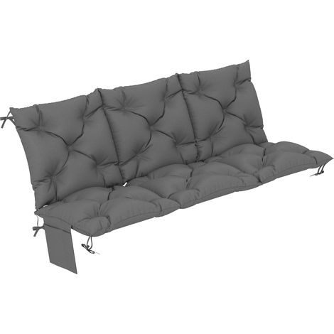 Bankkissen wasserabweisend rutschfest Outdoor-Schaukelpolster mit Rückenlehne & Befestigungen 150 x 100 cm dunkelgrau