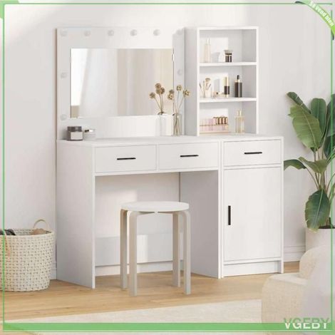 Table de toilette - FAF7291712450204 - Blanc - Bandes LED intégrées - Avec tiroir et étagère (1/5)
