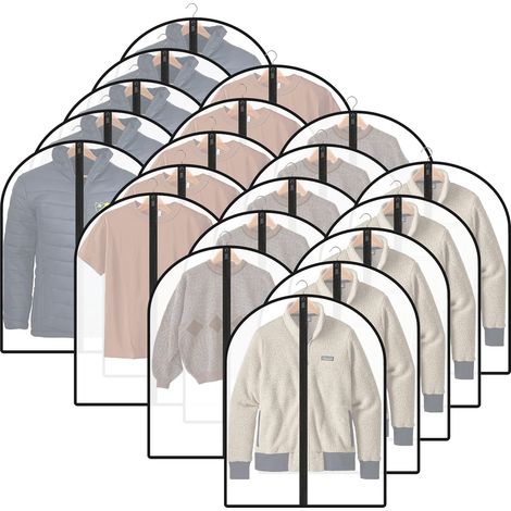 20 housses de vêtements avec zip – Housse de protection anti-poussière, étanche, anti-mites et humidité – 60 x 80 cm, pour chemise, veste, T-shirt
