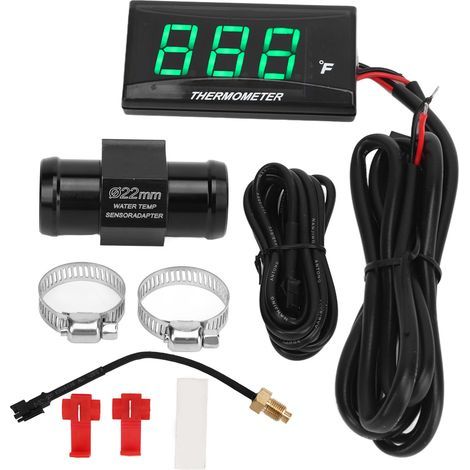 Jauge de température d'eau de moto affichage LCD Ultra mince botier ABS compteur de température d'eau pour Modification DC12V vert (1/5)