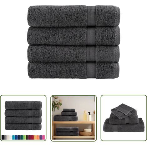 The Living Store Serviettes de bain de qualité supérieure SOLUND 4 pcs - Serviettes De Bain - Serviettes - Serviettes En Coton - Serviettes Douces - Serviettes Absorbantes (1/5)