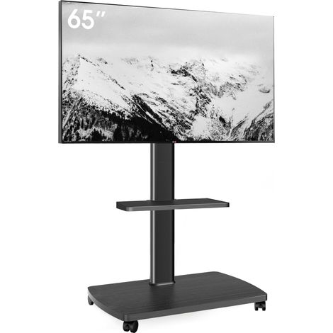 Support TV roulettes pour TV de 32-65 Pouces - Support TV sur Pied avec roulettes Plus Haut 1240 MM-1420 MM Pivotant 60° Inclinaison 12° jusqu'à 40 KG Max. VESA 400x400mm (1/5)