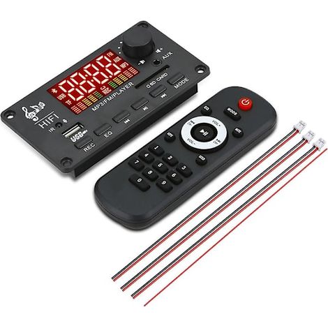 Amplificateur 12 V Bluetooth 5.0 100 W, carte décodeur MP3, enregistrement d'appels, module audio sans fil USB, noir (1/5)
