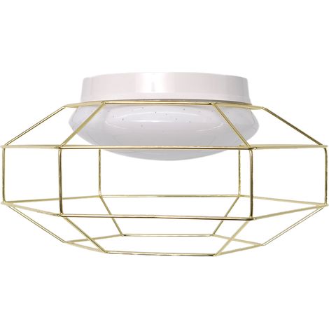 Plafonnier LED doré avec diffuseur blanc effet étoilé 3000K (1/4)