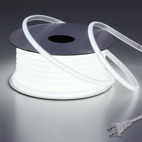 Tira de luz LED COB de 220 V, resistente al agua, apta para uso en exteriores, 30 metros de longitud, luz blanca fría de 6000 K, flexible y recortable. (1/4)