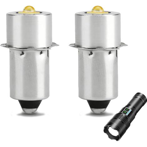 Lot de 2 ampoules LED remplacement P13.5S 3V 3W Maglite 2D lampe poche (1/5)