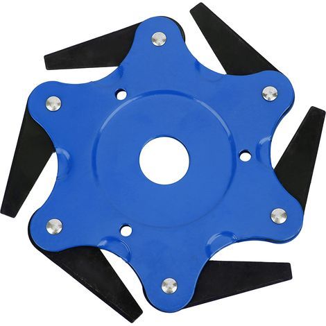 Brushcutter cutting head with 6 hardened steel blades – blue, high resistance (1/3)