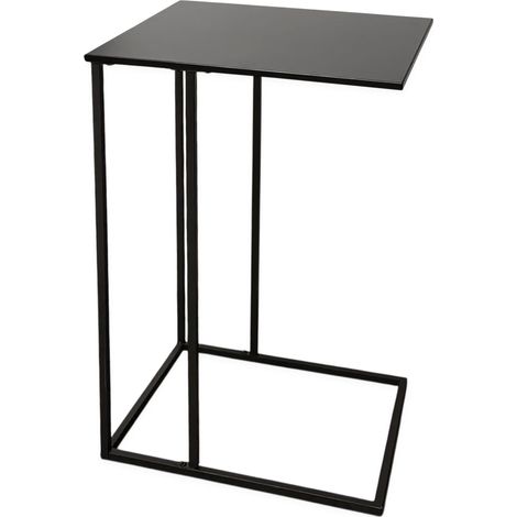 Metall Beistelltisch in C Form schwarz - 58 x 40 cm - Moderner Design Couch Zustelltisch