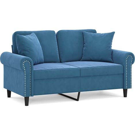 Maison Exclusive - Divano a 2 Posti con Cuscini Blu 120 cm in Velluto