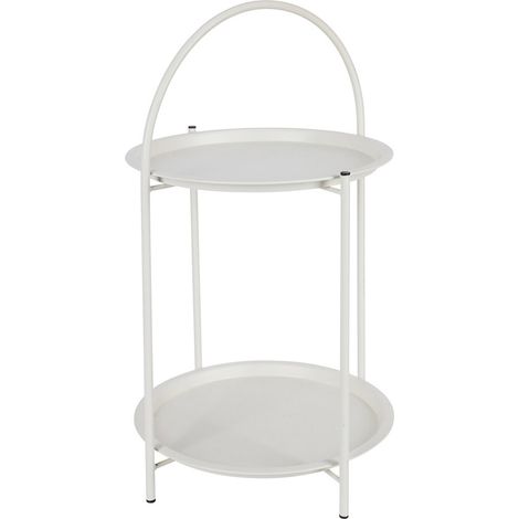 Table d'appoint en métal blanc design moderne ø40 x 66 cm