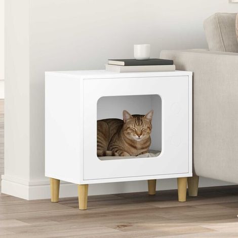 Niche pour chat blanche, 51 x 30 x 52 cm, bois composite