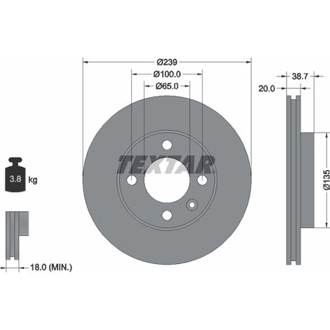 Lot de 2 Disques de frein Textar 92012103 AUDI 321615301A 321615301B 321615301C