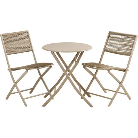 Arja ensemble de café 1 table 2 chaises taupe.