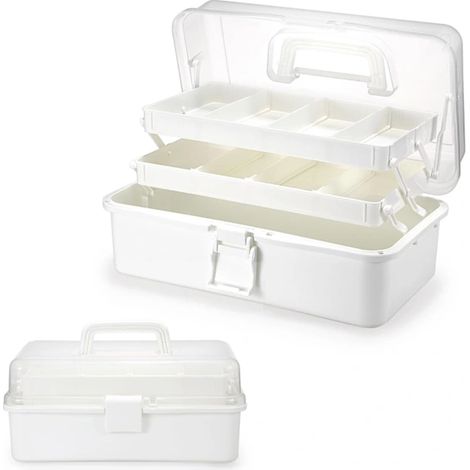 Boîte de rangement blanche, à 3 niveaux, portable, pour la maison, la chambre ou le bureau, adaptée aux espaces intérieurs et à la routine quotidienne.-AquaForge (1/5)