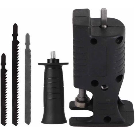 Pair - Adaptateur de perceuse électrique à scie, connexion étroite, tête de Conversion de tronçonneuse avec 3 scies noires (1/5)
