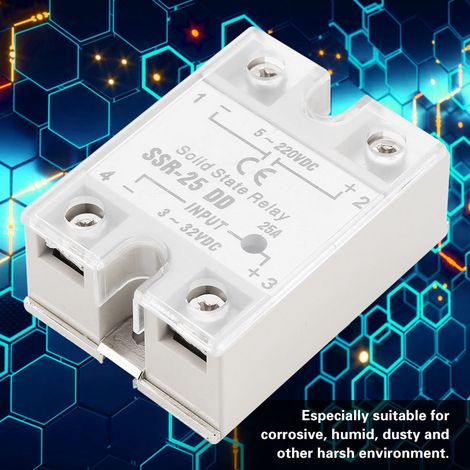 Relais statique SSR-25 DD 25A 5-220VDC pour processus d'automatisation industrielle (1/5)
